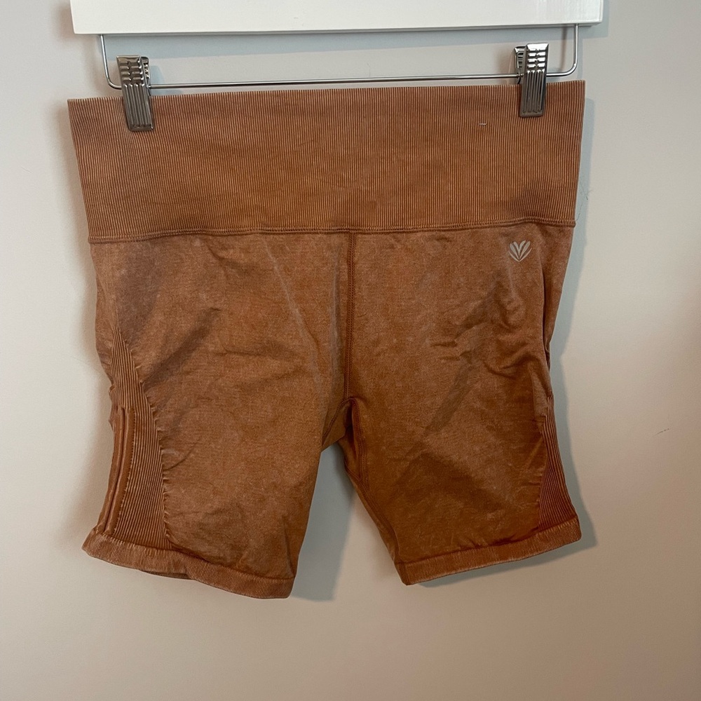 Forever 21 Women's High-Waist Bike Shorts - Rust Brown
